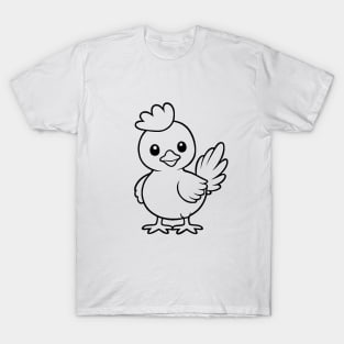 Cute Baby Chicken Animal Outline T-Shirt